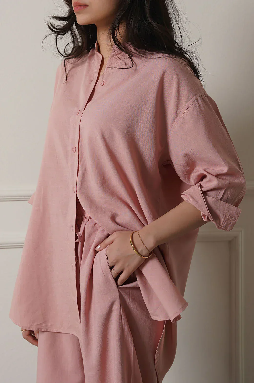 BAND COLLAR LONG SHIRT - Image 4